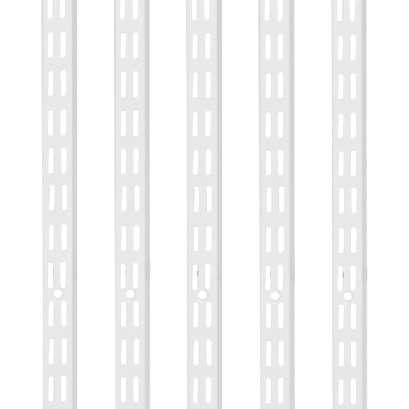 Shelf Pilaster 60 Inch 5 Pack, Dual Track Upright Wall Shelving System, Heavy  Twin Slot Rails
