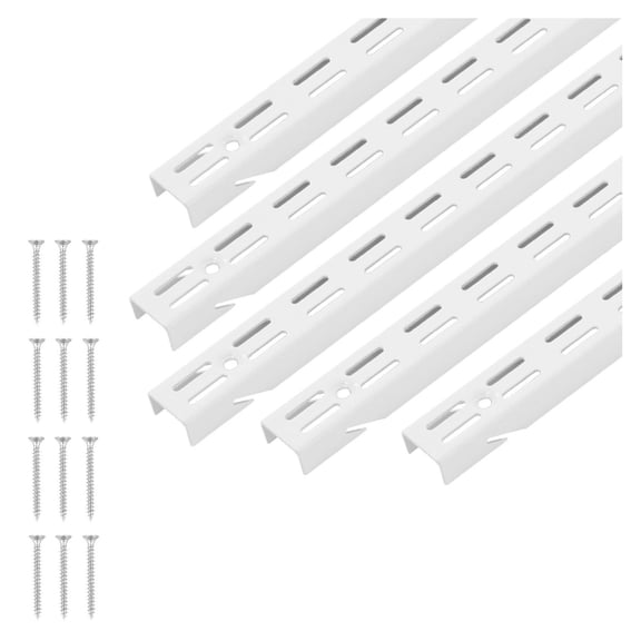 Shelf Pilaster 60-inch 5 Pack - Dual Track Wall Shelving System - Heavy Duty Silver Rails for Closet, Cabinet, Storage Organization