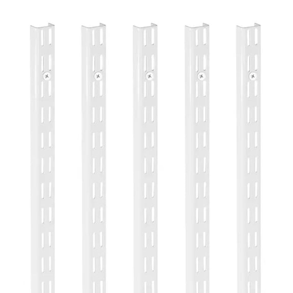 Shelf Pilaster, Dual Track Upright Wall Shelving System, Heavy Duty Support System Twin Slot Shelf Rails, Silver
