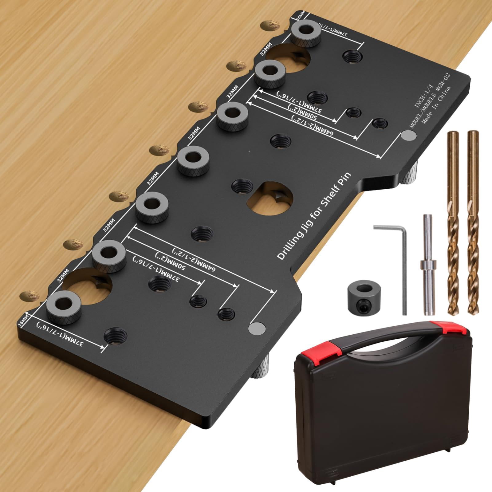 Shelf Pin Jig 1/4 Inch Aluminum Alloy Drilling Drill Guide For Straight Holes Cabinet Hardware Template Woodworking Tools