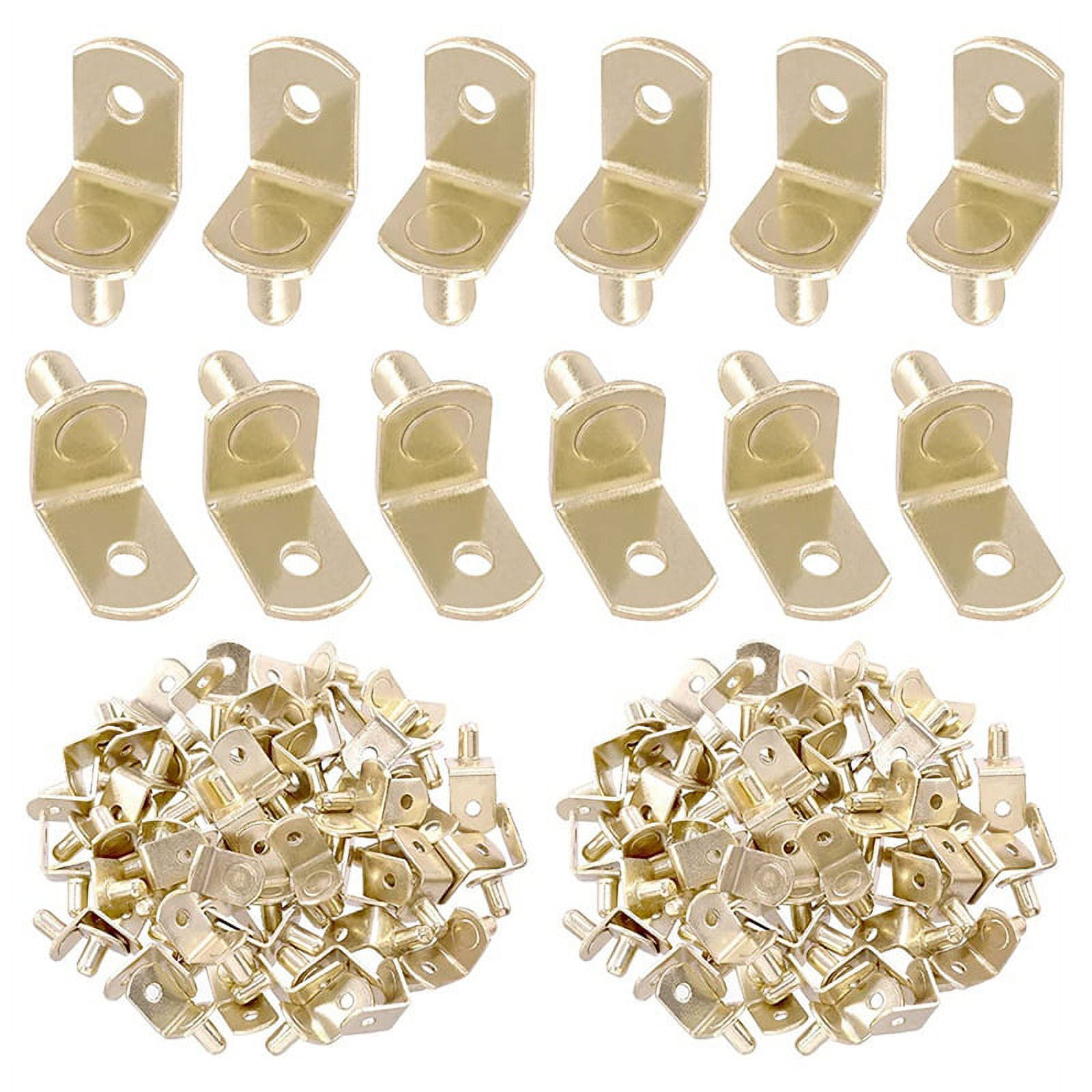Shelf Pins,6mm Gold Support Nails,with Holes,Plated Steel Frame Bracket Pins, Bracket Holes for