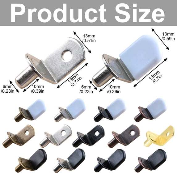 Shelf Pins Pegs Kit, Binkne Nickel Plated Shelf Support Pegs,Bookshelf Pegs for Shelves,L-Shaped Clips with Rubber Sleeve,Shelf Pins Holders for Furniture Glass Corner & Closet