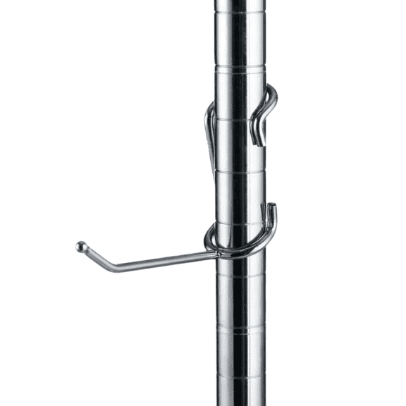 4 Inch All-Purpose Shelf Pole Hooks 5 Pack Chrome Metal Hooks for Wire Shelving, Garage, Closet & Pantry Storage - Fits 1" Pole