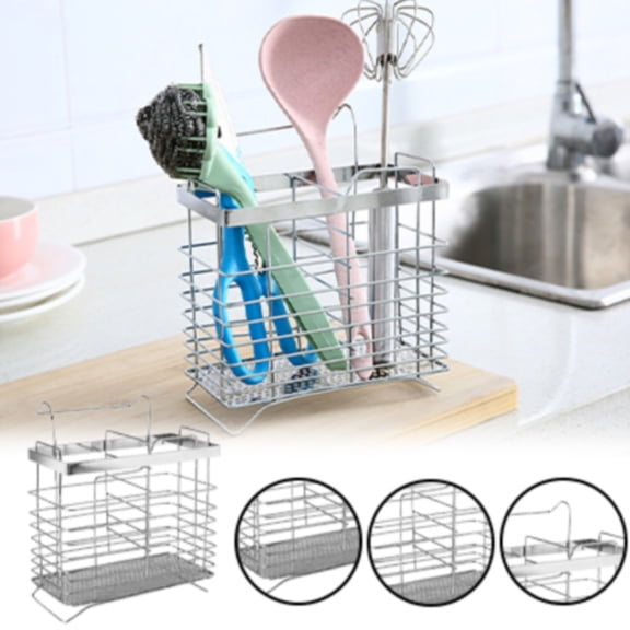 Shelf Rack,Basket Tray Stainless Spoon Rest Stainless Sponge Holder Spoon Chopsticks Basket Utensil Drying Mesh Utensil Holder Chopstick Drying Rack Holder Brush Holder Appliance