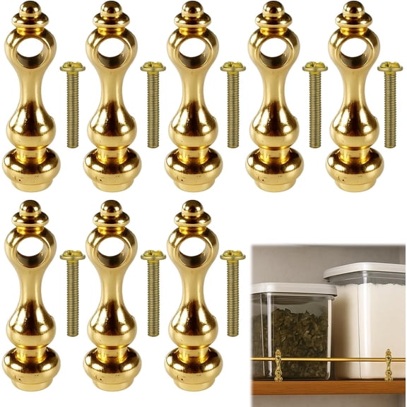 Shelf Rail Brass Finish Rails for Shelves, 8PCS Gold Tone Gallery Rail Brackets,6mm Inner Diameter, Decorative Brass Gallery Rails for Shelves, Bar Shelf Railing for Display(Zinc Alloy)