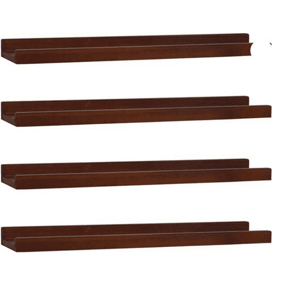 Shelf Set of 4,Rustic Photo Frames Storage Display Wall Mounted for Living Room Bedroom Kitchen Kids Nursery,Home Office D r (Dark Walnut, 24")