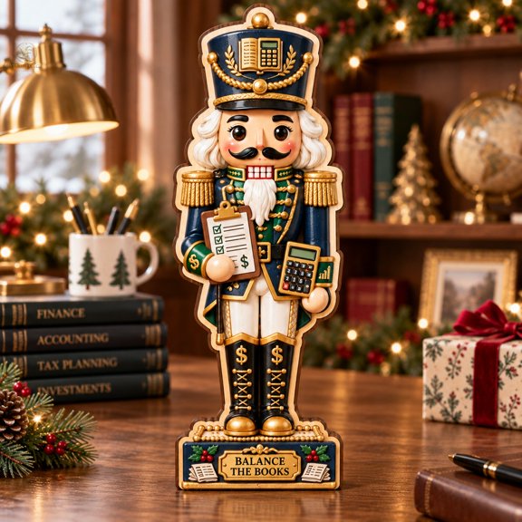 Shelf Sitter, Accountant Nutcracker 3-Layer Wooden Tabletop Decor for Finance Professionals