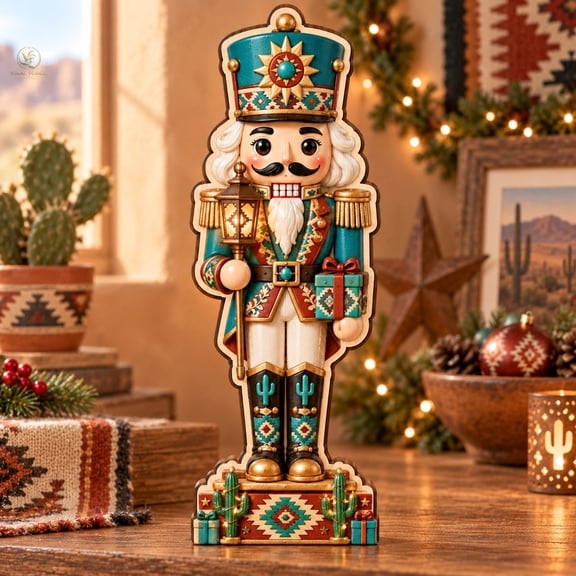 Shelf Sitter, Southwest Christmas Nutcracker Wooden 3-Layer Tabletop Decor for Holiday Collectors