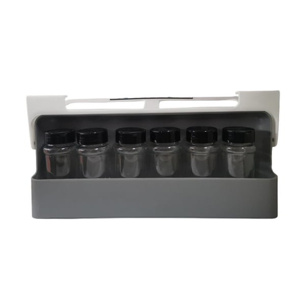 Under Shelf Spice Rack, Wall Mounted No Drill Installation, Adjustable 6pc Seasoning Box Set, Pull Out Drawer Organizer for Kitchen, Countertop, Includes Jars (6 Piece Set)