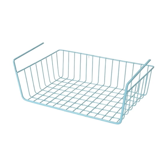 Under Shelf Storage Basket, Wrought Iron Hanging Organizer with Large Capacity and Tool Free Slide On Design, Space Saving Cabinet Shelf Rack for Kitchen Pantry Bathroom Bedroom