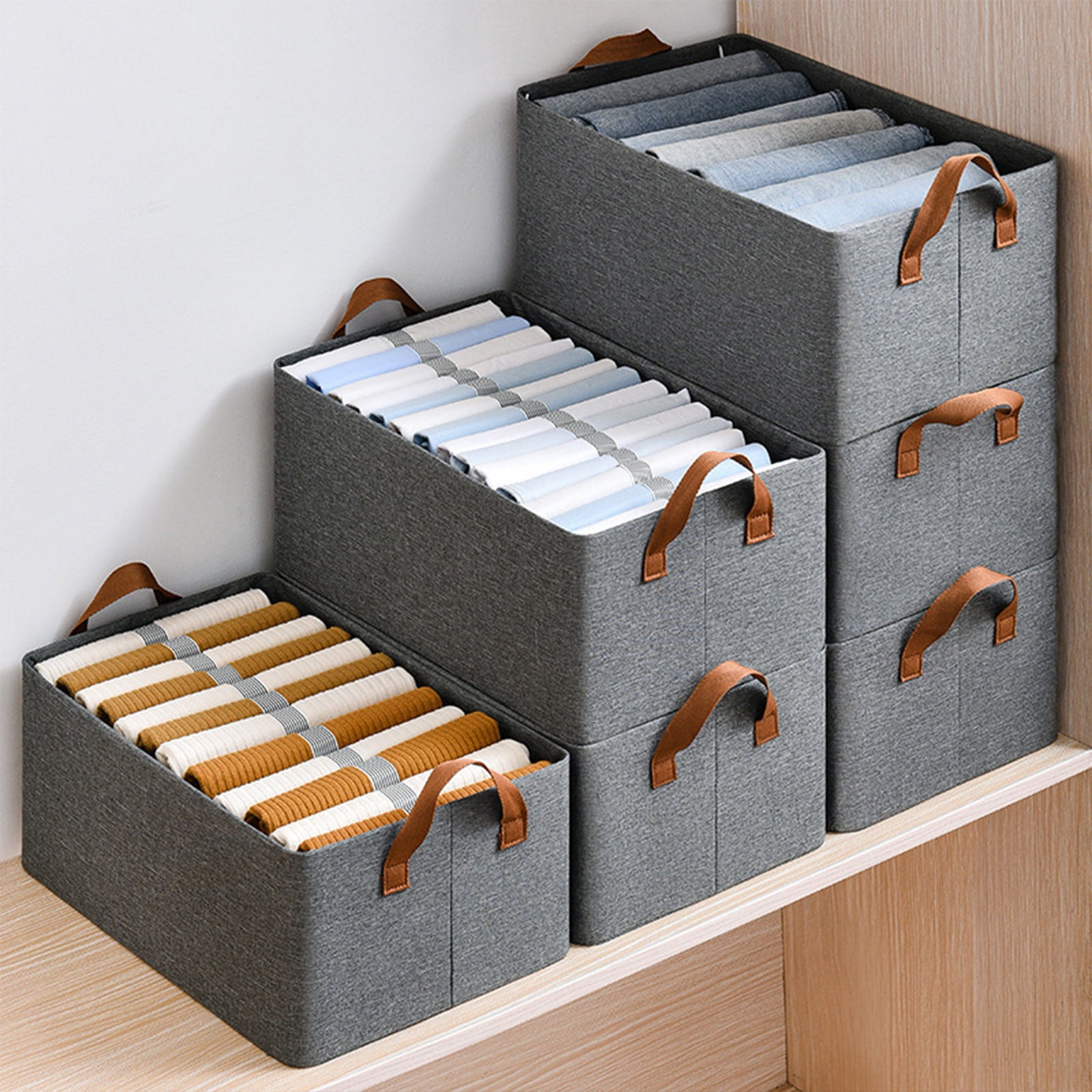 Sorbus 9-Pack Woven Fabric Storage Bins W/ Handles – Stackable, Foldable, Closet Organizer