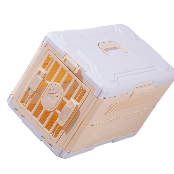 Shelf Storage Pet Travel Box, Cats and Small Dogs, Store-Flat Plastic Kennel with Front Door and Top Carry Access