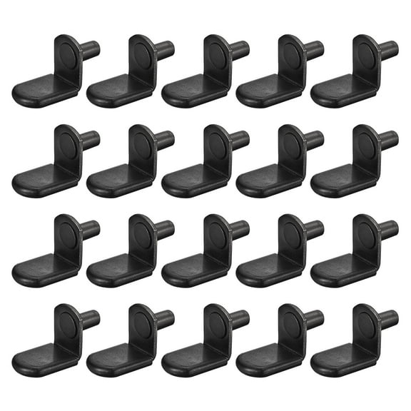 Uxcell 25Pcs Shelf Support Pegs L-Shaped Support Bracket Pegs Shelf Pin with Rubber Sleeve Black 0.02"