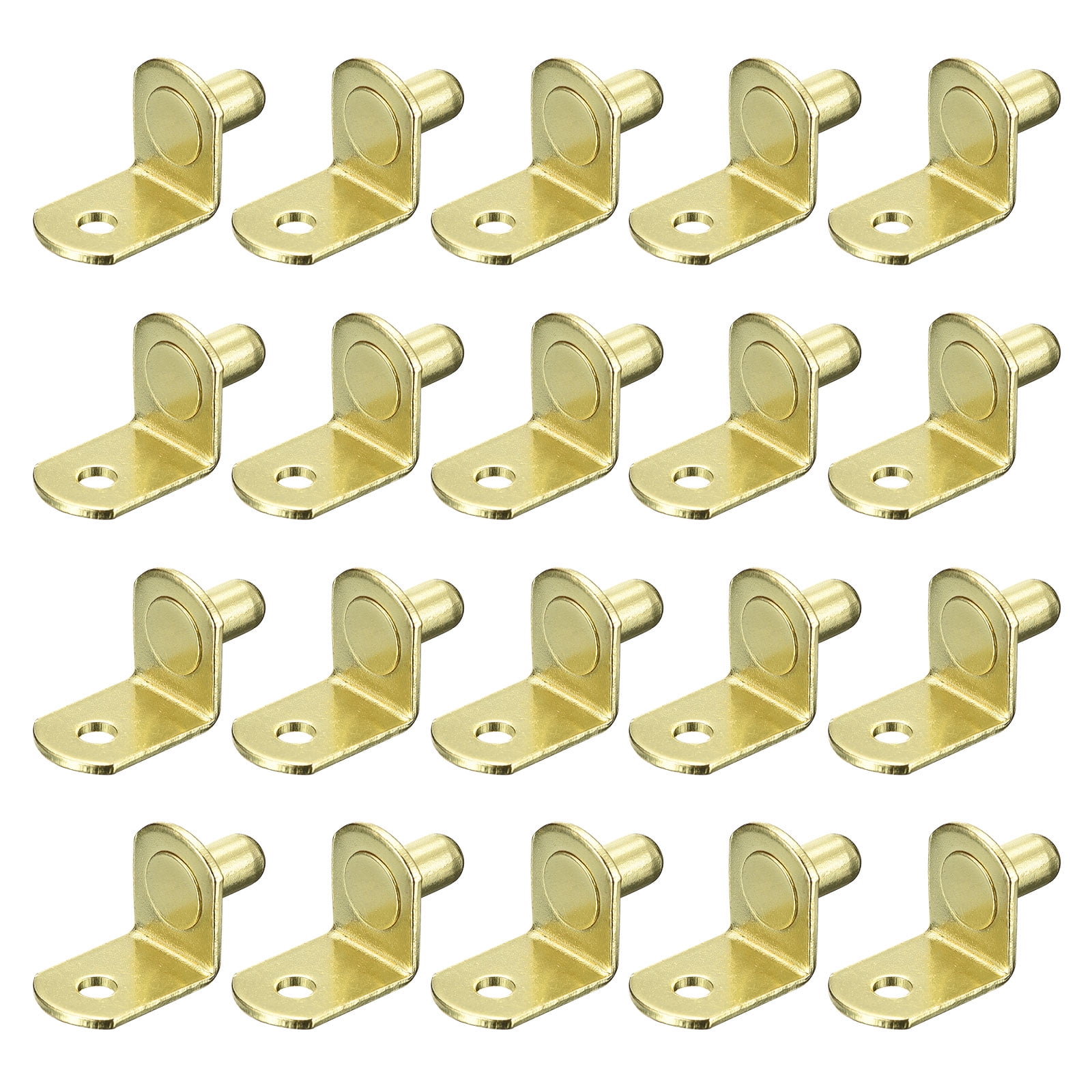 Shelf Support Pegs, 25 Pack 6mm(1/4") LShaped Bracket Pegs Shelf Pin, Gold Tone