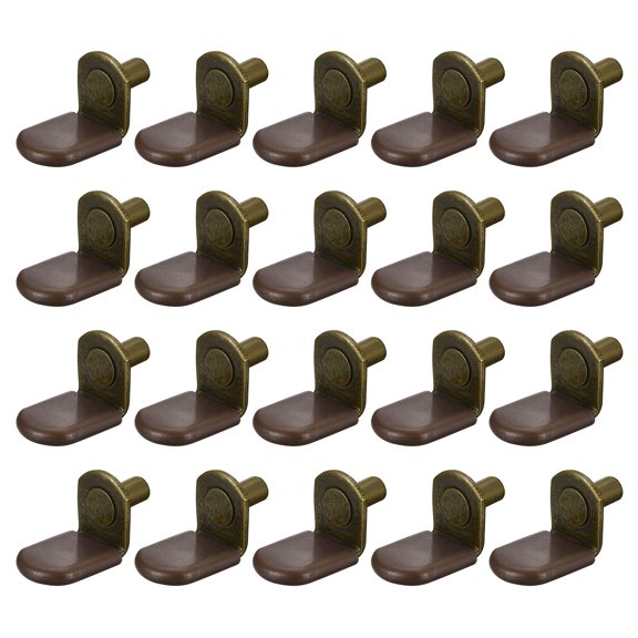 Uxcell 25Pcs Shelf Support Pegs L-Shaped Support Bracket Pegs Shelf Pin with Rubber Sleeve Bronze Tone 0.24"