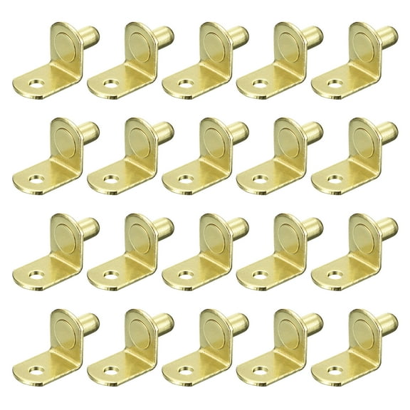 Shelf Support Pegs, 60 Pack 6mm(1/4") L-Shaped Bracket Pegs Shelf Pin, Gold Tone
