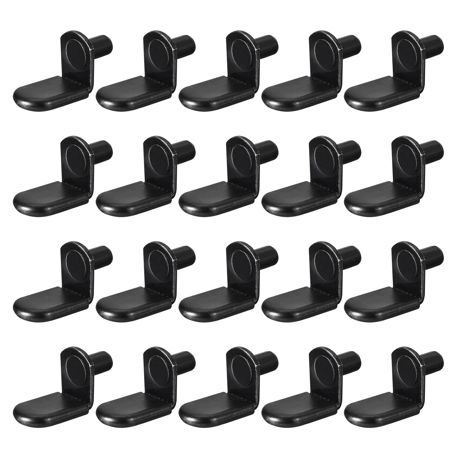 Shelf Support Pegs, 80 Pack 6mm L-Shaped Shelf Pin with Rubber Sleeve, Black