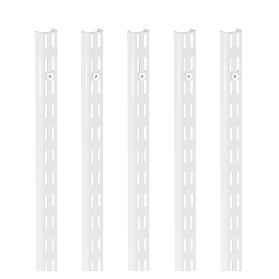 Shelf Track 60 Inch (5 Pack) Adjustable Steel Wall Mounted Shelf Pilaster System - Heavy Duty Rail for Home Organization, Garage Storage, Closet Shelving