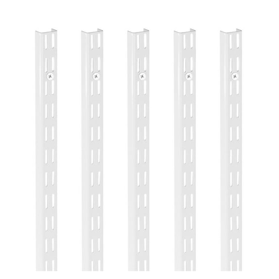Shelf Track 60 Inch 5 Pack, Adjustable Steel Wall Shelving Pilasters - Heavy Duty Rails for Garage, Closet, Home Organization & Display