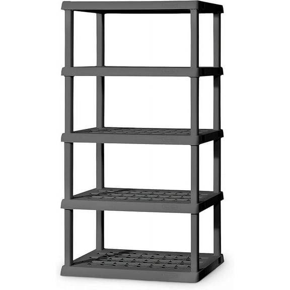 Shelf Unit, Heavy-Duty Shelving Storage Rack for Home and Garage, Gray - Multipurpose Plastic Organizer Shelves for Smart Organization