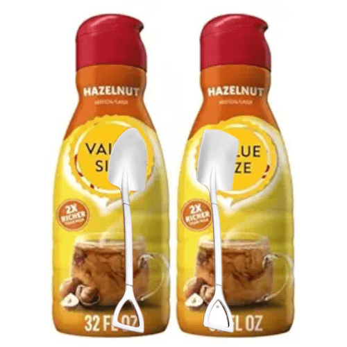 Shelf-stable Non-Dairy Liquid Coffee Creamer.- Two (2) 32 fl oz Bottles (Sugar-Free Chocolate Caramel) with D.A Cofffee Beans