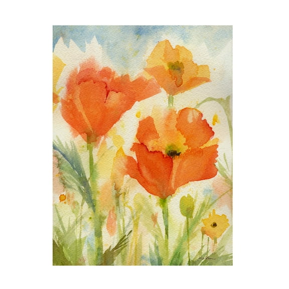 Trademark Fine Art Shelia Golden Field of Poppies Golden Canvas Wall Art - 18x24