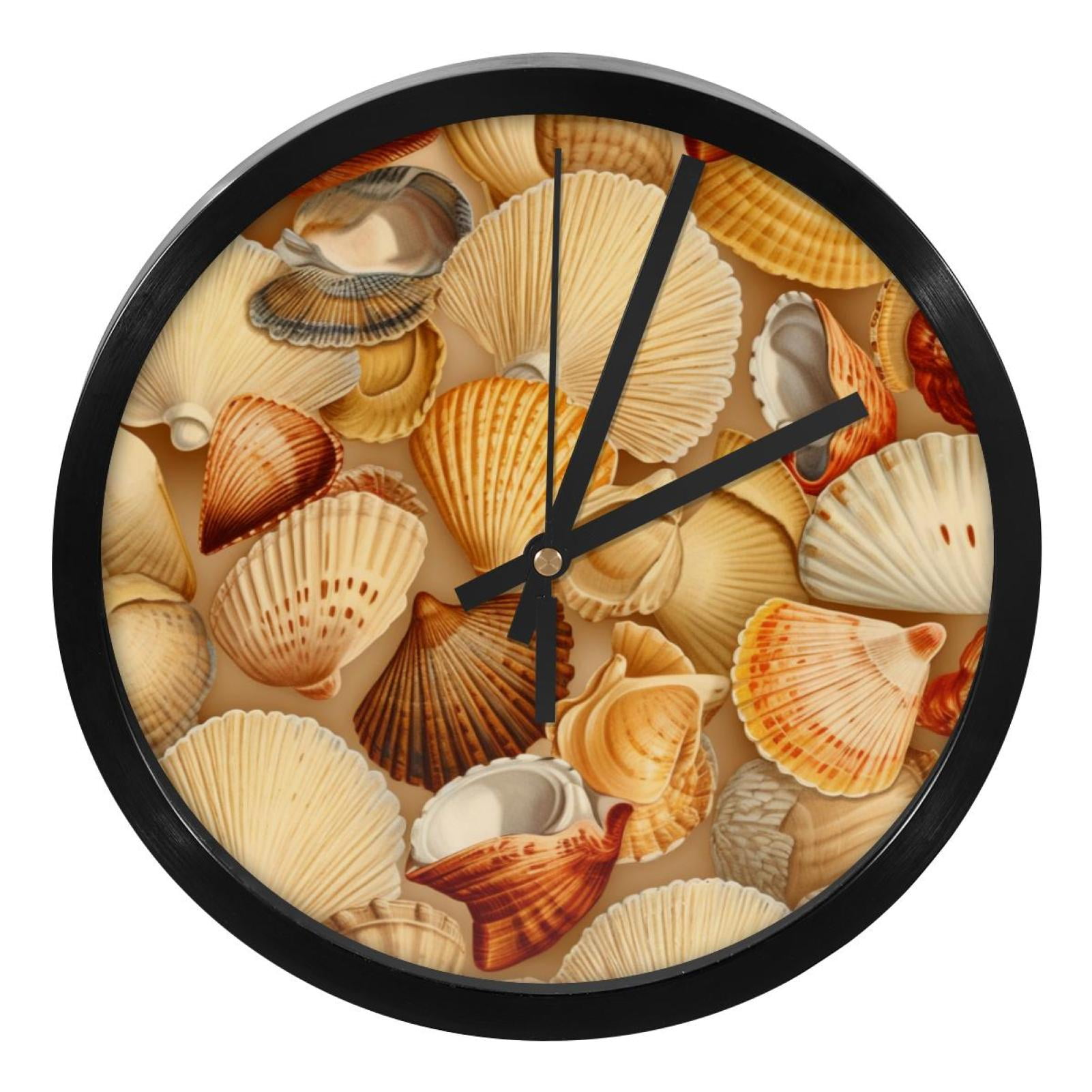 Shell 9.8 Inch Round Digital Wall Clock - Silent Non-Ticking Battery ...