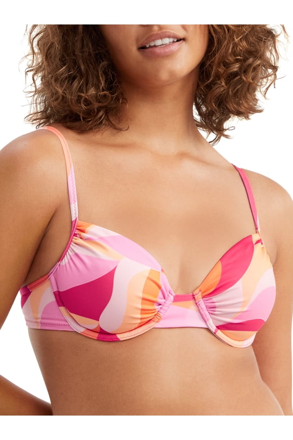ISLAND PINK Shell Abstract 90 Bikini Swim Top, US DD
