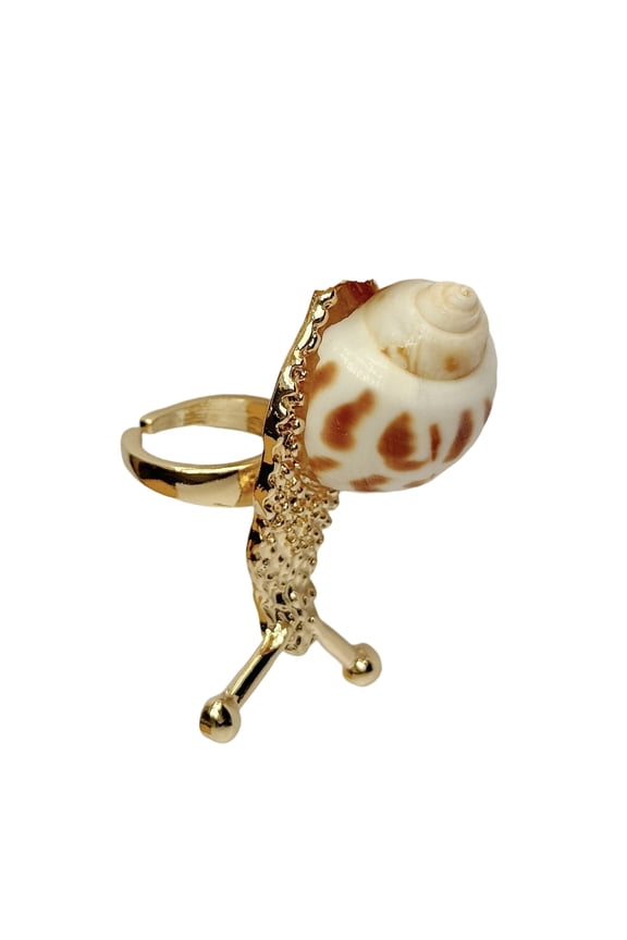 Shell Accented Snail Designs Rings Stylish Resort Jewelry for Beachwear Holiday Event and Daily Use