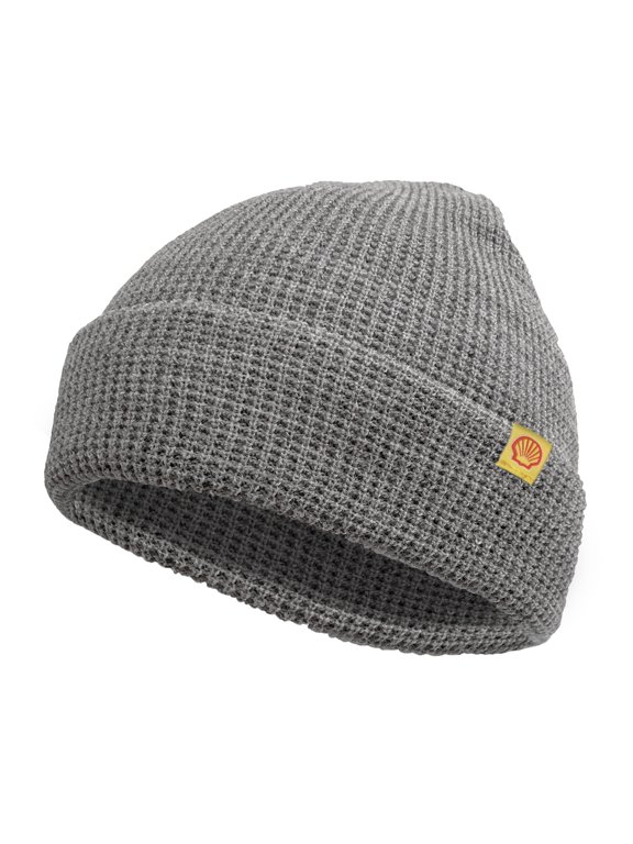 Adult Unisex Cuffed Grey Waffle Knit Beanie