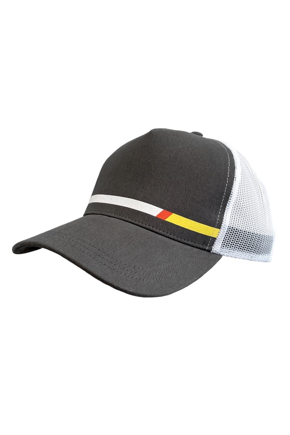 Adult Unisex Trucker Hat With Gray Stripe