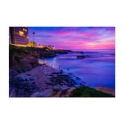 Shell Beach at Sunset - La Jolla California Photography Beach Sunset Coastal Ocean Palm Tree Scenic Night Sky Unframed Wall Art Print 32 x 48 inches