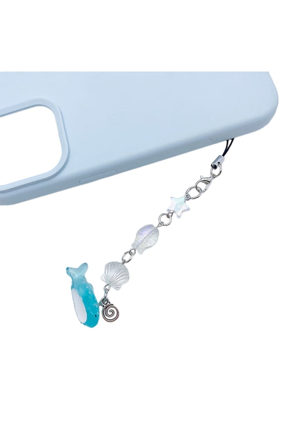 Shell Beaded Phone Chain Resin Acrylic Fish Pendant Keychain Phone Charm Keyring Phone Lanyard Souvenirs