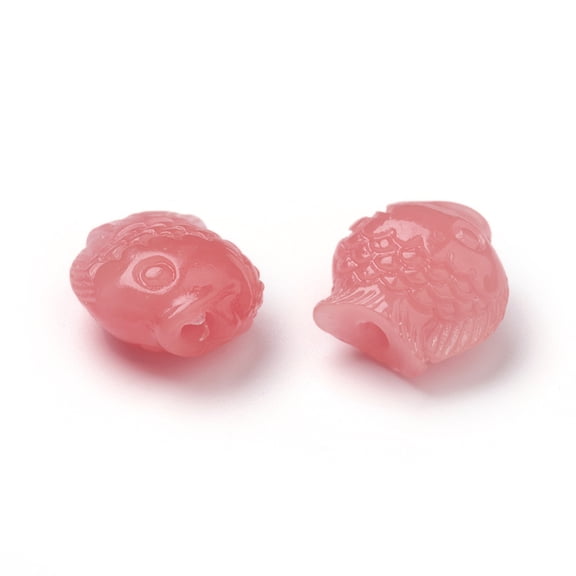 Shell Beads Imitation Jade Dyed Curved Fish Light Coral 13.5x13x8.5mm Hole: 1.6mm