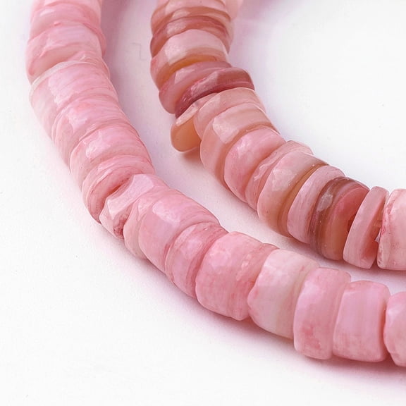 Shell Beads Strands Dyed Disc Pink 4.9~6x0.4~6mm Hole: 0.6~0.8mm about 15.2 inch