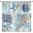 thumbnail image 1 of Shell Blackout Curtains Beach Shells Marine Life Water Grass Pattern Printed Curtains Suitable for Living Room Bedroom Privacy Curtains 84x84 Inches, 1 of 6