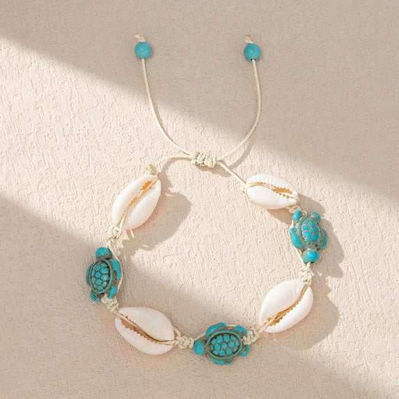 TABLZONE Stackable Shell Anklet Intricately Woven Seashells for Summer Decor