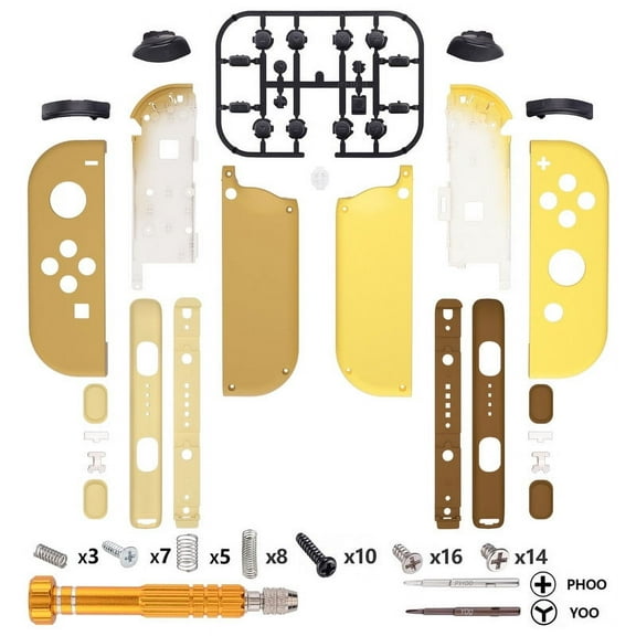 Shell Buttons and Strap Monsters Brown Yellow Housing Wrist Strap for Nintendo Switch/OLED Joycon