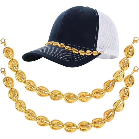 Shell CCB Plastic Hat Clips with Alloy Lobster Claw Clasps Golden 255mm 2pcs/set