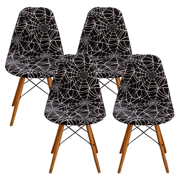 Shell Chair Covers Printed,Mid Century Modern Stretch Chair Slipcover Removable Washable Non-slip Soft Spandex Armless Chair Protector for Living Room Bedroom Kitchen-4 Pcs-D