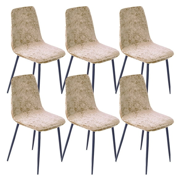 Shell Chair Covers Stretch,Mid Century Modern Dining Chair Slipcovers Removable Washable Anti-Dust Velvet Lounge Armless Chair Protector for Kitchen Living Room-6 Pcs-Gold