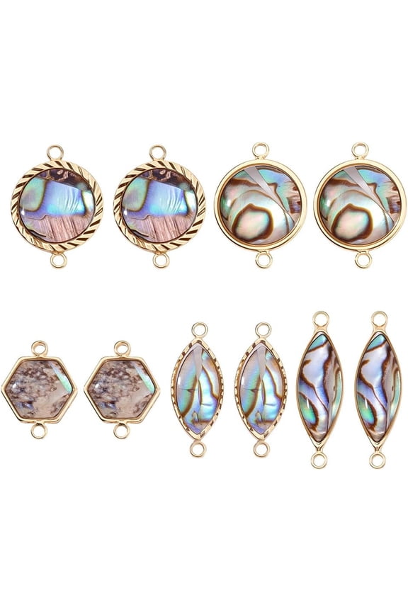 Shell Charms Natural Shell Connectors Jewellery Links Round Shells Pendant for Bracelet Jewellery Making DIY