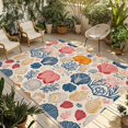 thumbnail image 1 of Shell Coastal Outdoor Rug 5x8 Ft - Reversible Patio Rug Outdoor Camping Rugs, Ocean Summer Beach Nautical Coral Washable Indoor Outdoor Area Rugs, Non-Slip Outdoor Carpet Runner for Deck/Porch, 1 of 8