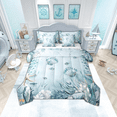 thumbnail image 1 of Shell Comforter Set 7 Piece Bed in a Bag Twin,Teal Blue Ocean Beach Coastal Bedding Set Starfish Octopus Tentacles Sheet Sets with Comforter Underwater Creature Coral Bed Set,Kawaii Fish Room Decor, 1 of 4