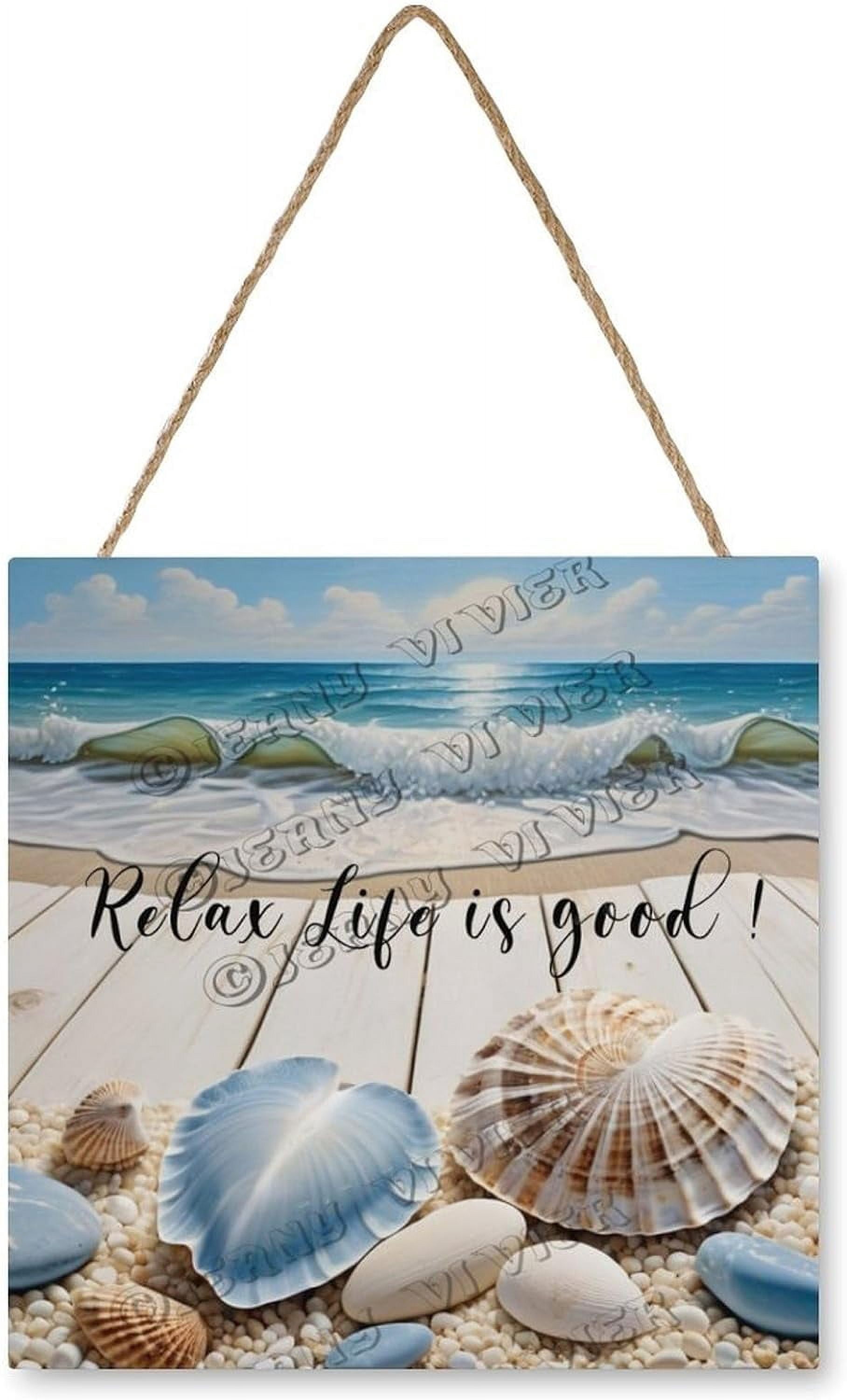 Shell, Conch, And Starfish Relax Life Is Good Wooden Sign Ocean Beach ...