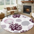 thumbnail image 1 of Shell Coral Coastal Round Rug 6ft Washable Circle Kitchen Rugs Non Slip Nautical Summer Beach Ocean Sea Large Area Rug Indoor Floor Carpet for Bedroom Living Room Home Office Dining Room Nursery, 1 of 8
