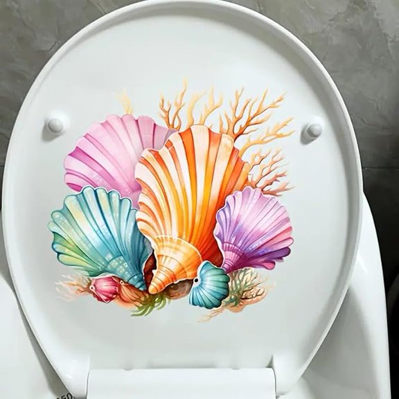 Shell Coral Ocean Conch Toilet Cover Sticker Decal