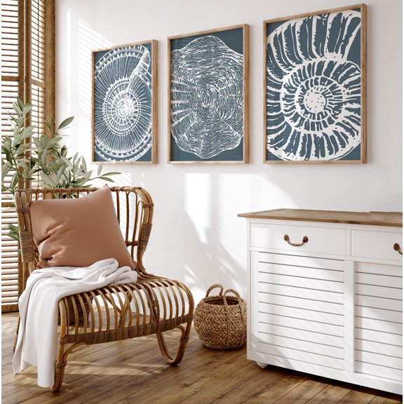 Shell Coral Wall Art Print, Modern Coastal Ocean Decor