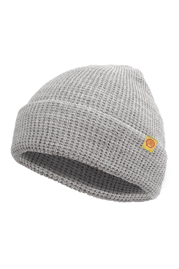 Cuffed Adult Unisex Light Grey Waffle Knit Beanie