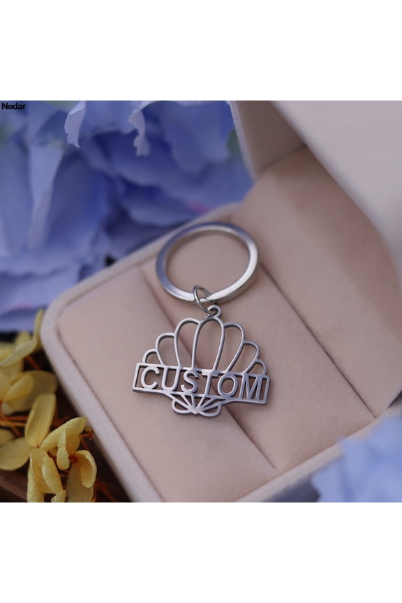 Shell Custom Name Keychain for Men Women Stainless Steel Conch Seashell Customized Beach Boho Summer Nameplate Keyring